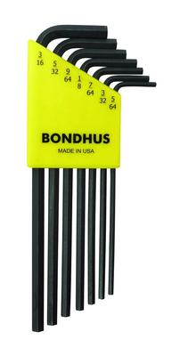 Made In USA BONDHUS HLX7 Long Hex Black Oxide Set 12145 L-Wrench Set, Finish, 7-Piece (5/64, 3/32, 7/64, 1/8, 9/64, 5/32, 3/16 Inch) No.