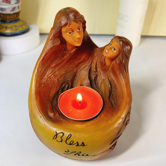 Yousheng Candlestick Ornament Angel Shape Resin Decorative Centerpiece Candle Stand Artistic Candle Accessory Desktop Decor