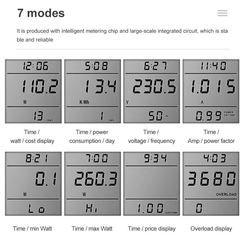 220V 110V Digital LCD Wattmeter Digital Display Energy Meter Wattage Meter  Power Monitoring