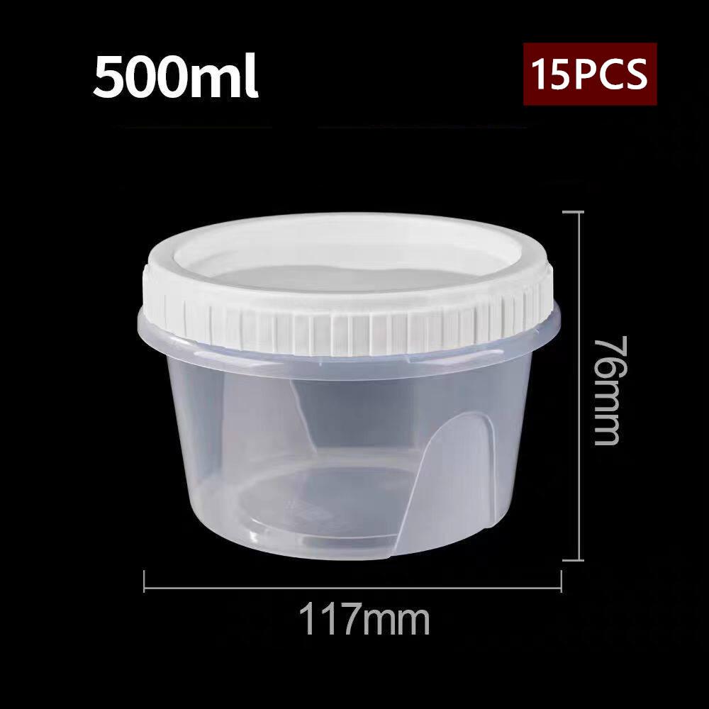 15PCS Food-grade PP Material Preservation Box Round Plastic Fruit Salad Box with Screw Cap Picnic Food Box Dessert Cup