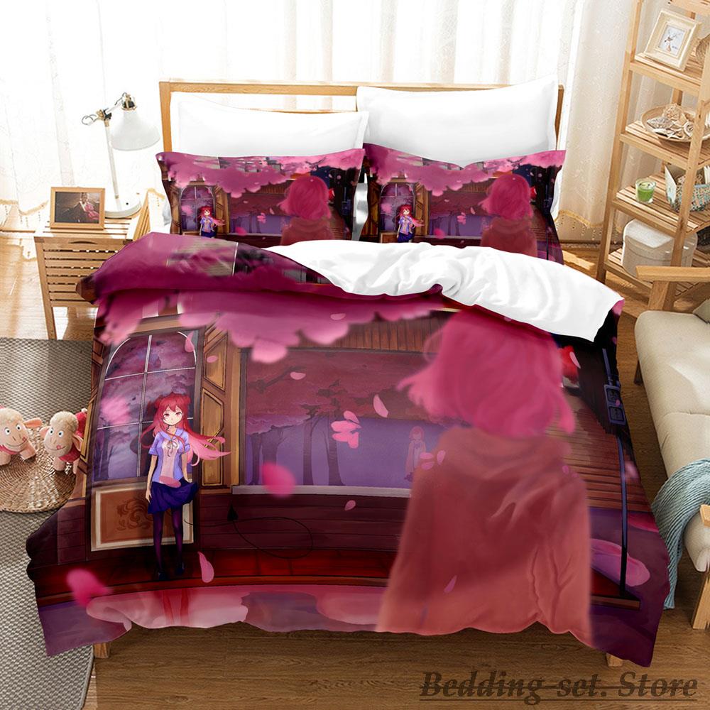 Kawaii The Demon Girl Next Door Bedding Set Single Twin Full Queen King Size Bed Set Adult Kid Bedroom Duvetcover Sets Anime