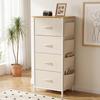 Fabric Chest of Drawers, 4 Drawers, 4 Pockets, 2 Hooks, Steel Frame, 45 x 30 x 94.5 cm, Beige