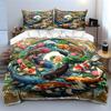 Buntes Koi-Fisch-Dekorationsset Weiche Bequeme Bettbezug-Bettwäsche-Set Enthalten 1*Bettbezug & 2*Kissenbezüge, Geschenk