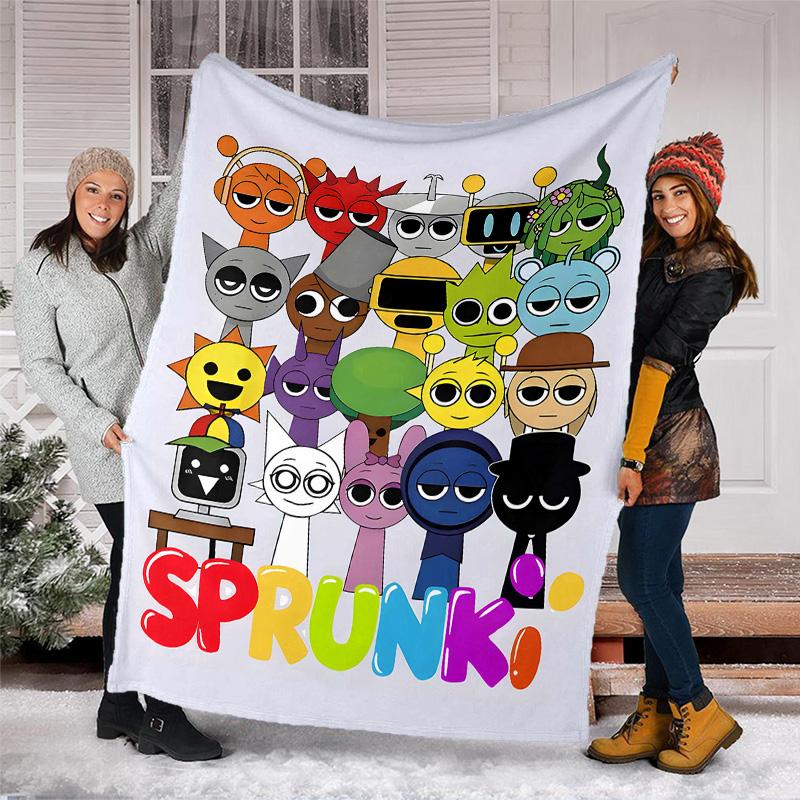1pc SPRUNKI5 Theme Blanket - Digital Print, Polyester, Cozy for All Seasons, Perfect for Outdoor, Camping, and Travel
