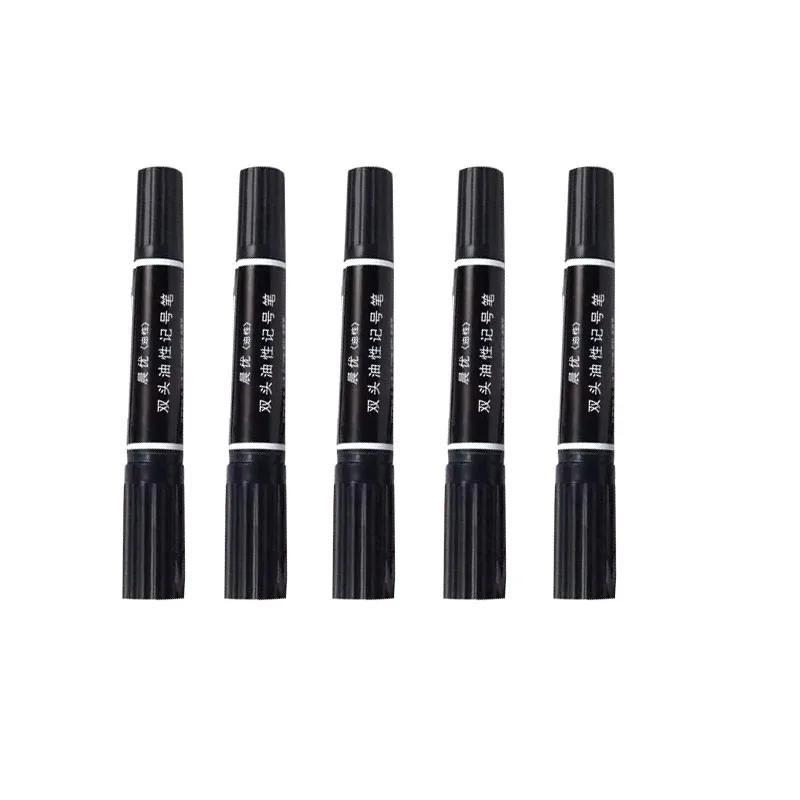 

5pcs Black Red Blue Oil Marker Pens Double Headed Permanent Markers 2mm/6mm Waterproof Quick-Drying Marker Pens for Stationery