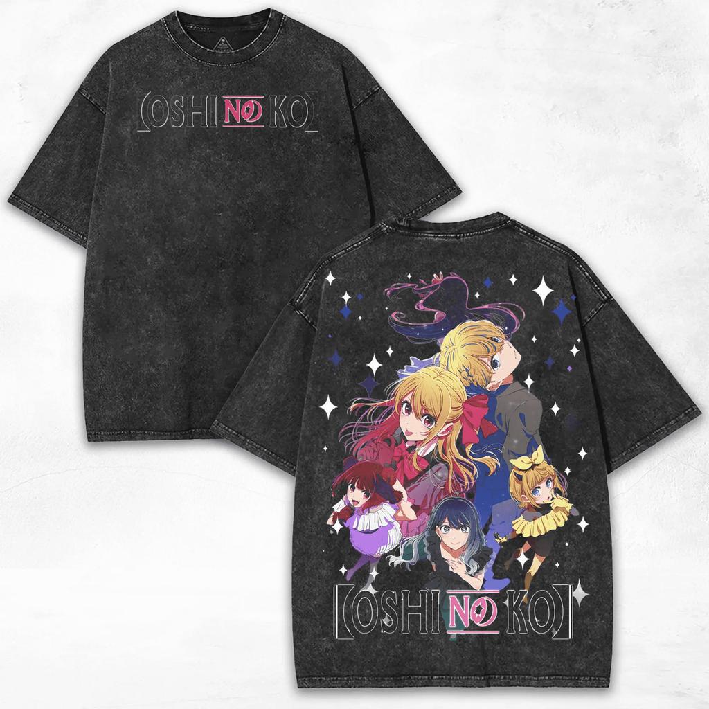[OSHI NO KO] Hoshino Ai Printed T-shirt For Men Clothing Anime Summer Short Sleeve Tee Shirt Vintage Y2k Washed Cotton Tshirts