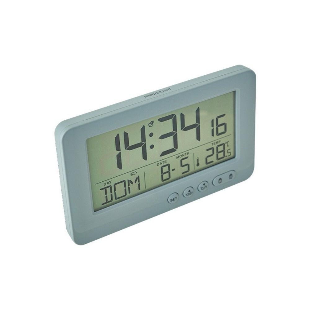 Time/Date/Week/Temperature Electronic Alarm Clock LCD Display Plastic Digital Alarm Clock Soft Lighting 12/24 Hours