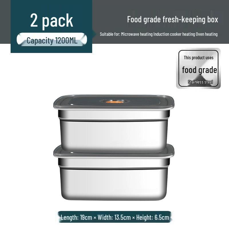Stainless Steel Food Storage Box with Lid - Square Tray Lunch Container for Office Workers