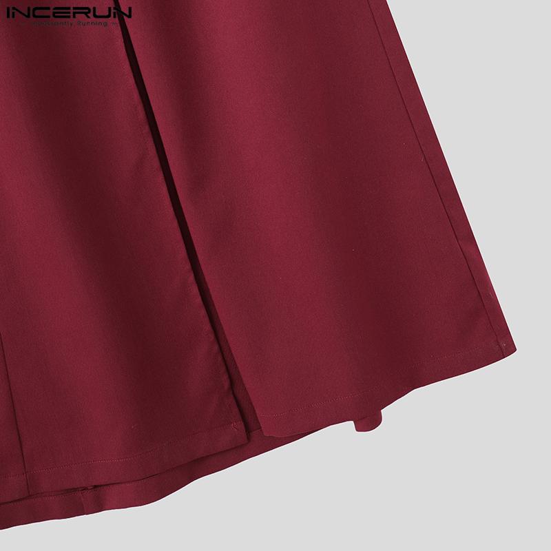 INCERUN Herren Hohe Taille Reißverschluss Lang Plissiert Lässig Schlitze Schwing Kilt Röcke