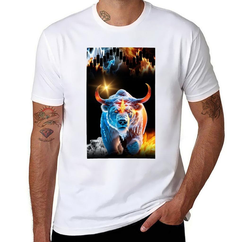 Fire And Ice Forex Bull TShirt Work Daily Short Sleeve Top TShirt
