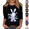 Modisches, lässiges Pullover-Oberteil mit Dreiviertelärmeln und bedrucktem Kragen für Damen