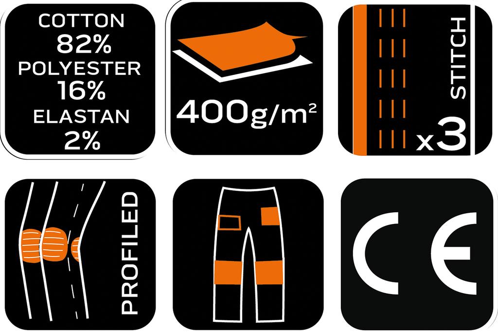 Spodnie Robocze DENIM, Wzmocnienia Oxford, Granatowe, Rozmiar S