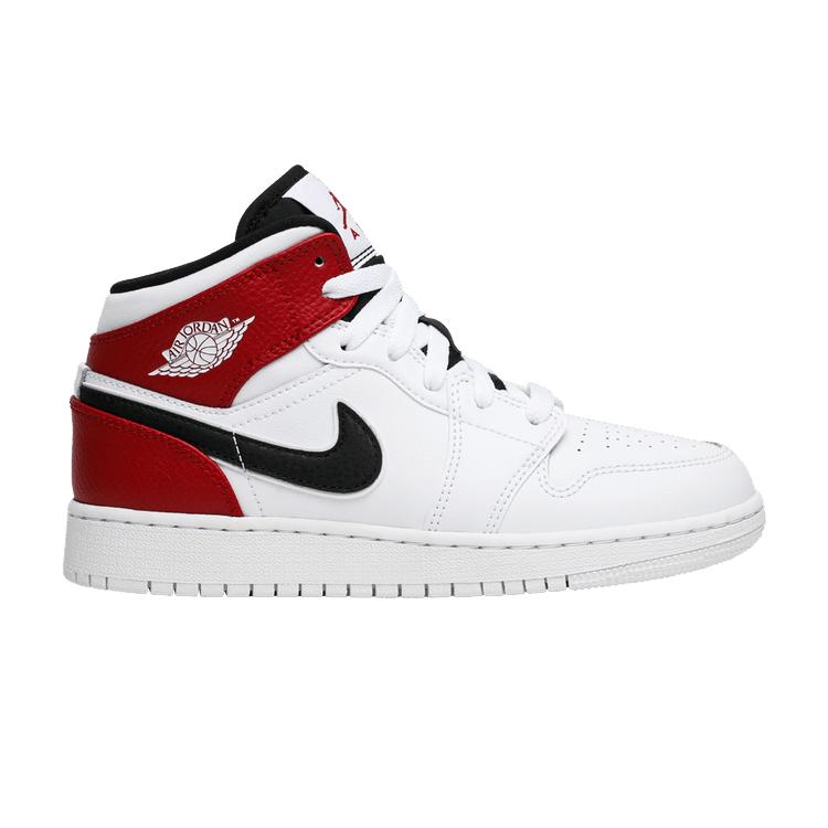 Jordan 1 Mid White Black Gym Red (GS) 36