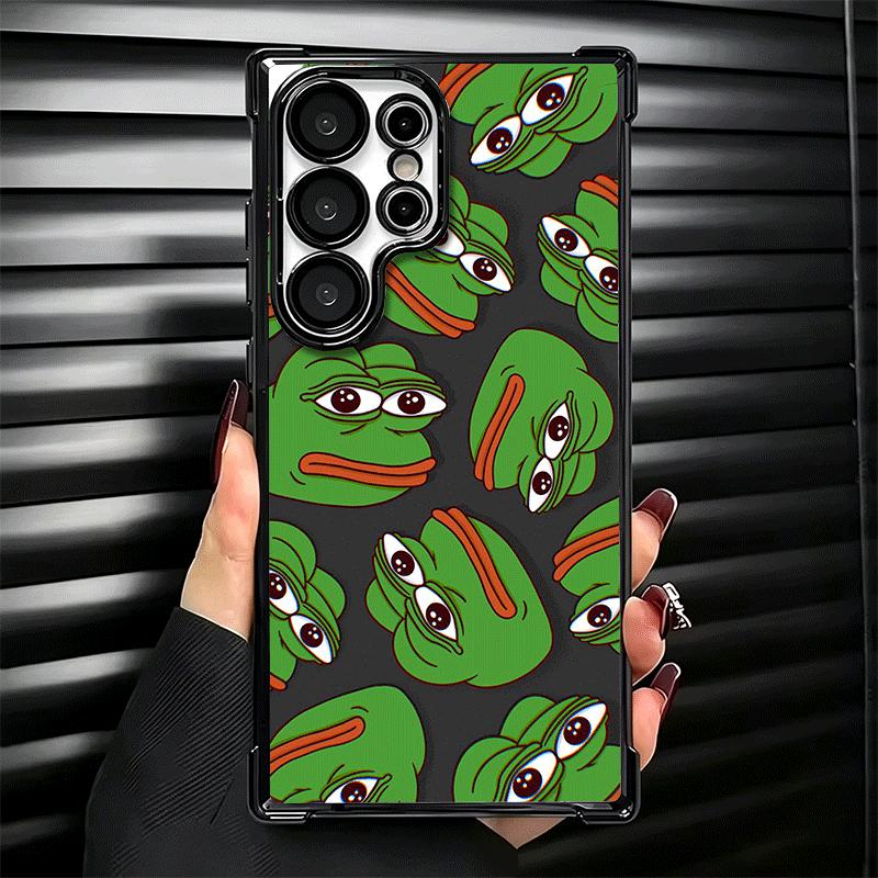 Funny Sad Forg P-Pepe Meme Plating Phone Case For Samsung Galaxy S24 S25 FE S26 Edge S23 Ultra S22 S21 Plus S20 Anti-Fall Airaba