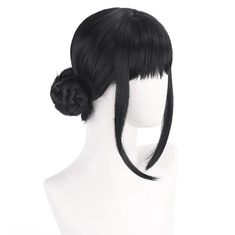 Huntrix Zoey K-Pop Demon Hunters Cosplay Parykk 33cm Svarte Hårbunter Høytemperatur Silke Parykk+parykkhette