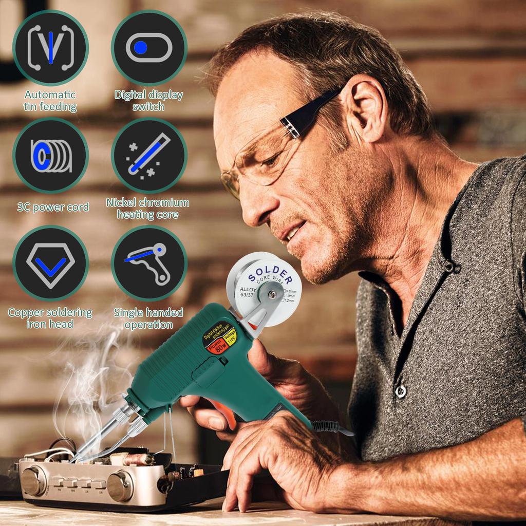 Electric Soldering Iron Kit with Adjustable Temp 180-520°C/356~932℉ Auto Send Tin Soldering Iron Gun for Welding Repair Tool