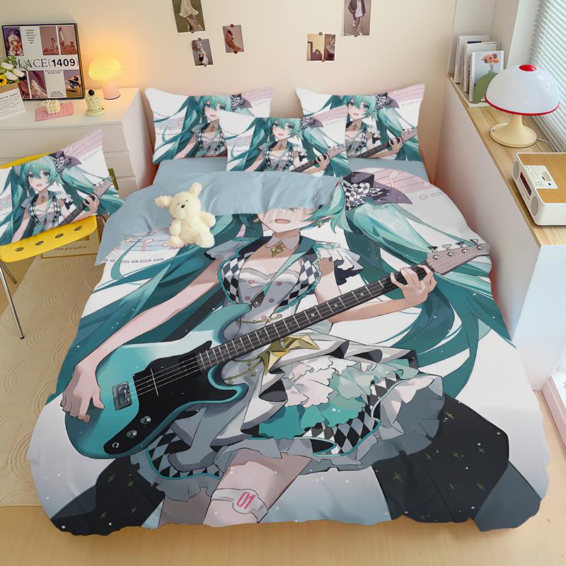 Anime Hatsune Miku Creative Peripherals Duvet Cover Merry Bedding Set Queen King Full Size for Holiday Bedroom Teens Women Gifts