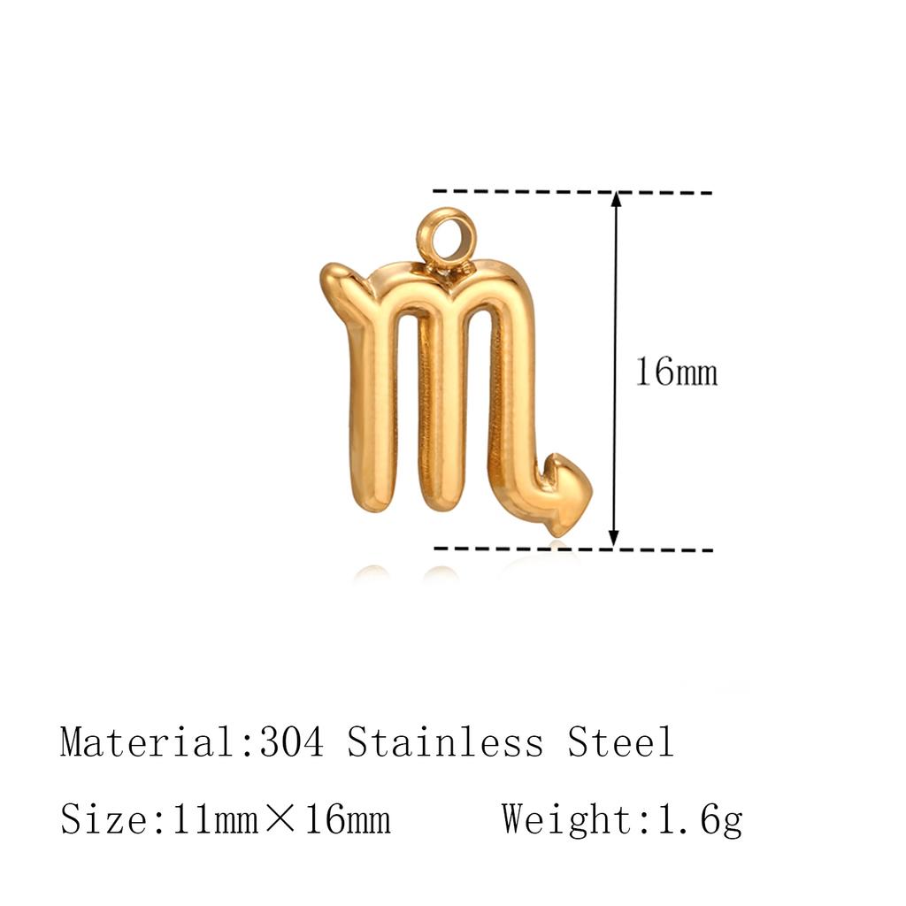 3Pcs Zodiac Charms 18K Gold-Plated Stainless Steel Twelve Constellation Pendants DIY Jewelry Making