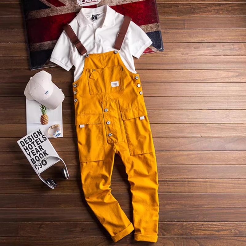 Retro Casual Jumpsuit for menn Løs overall med flere lommer. Kjeledress for menn