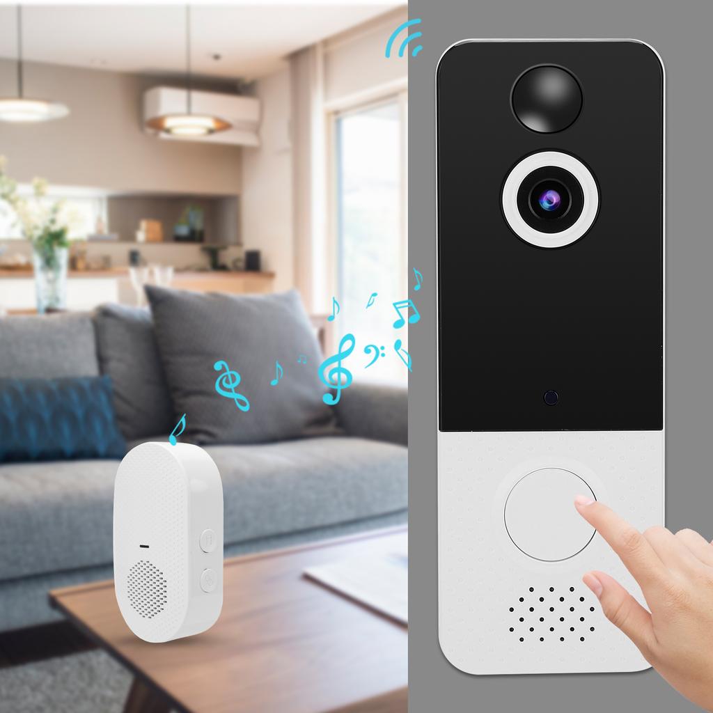 Sonnette vidéo Wi-Fi 1080p, vision nocturne PIR, télécommande avec application, sonnette Ding Dong, pour villa, maison, bureau
