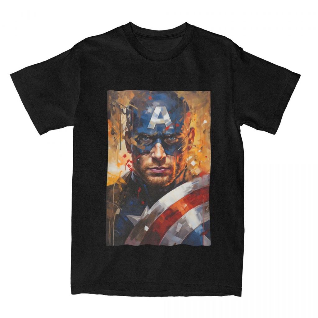 Vintage Hero Captain America Printed T-shirt Men's and Women's Summer Cotton T-shirt Casual Fashion Street Short Sleeve