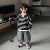 Autumn 2025 Boys' Trendy Striped Sweatshirt Set - Fashionable Early Autumn Outfit