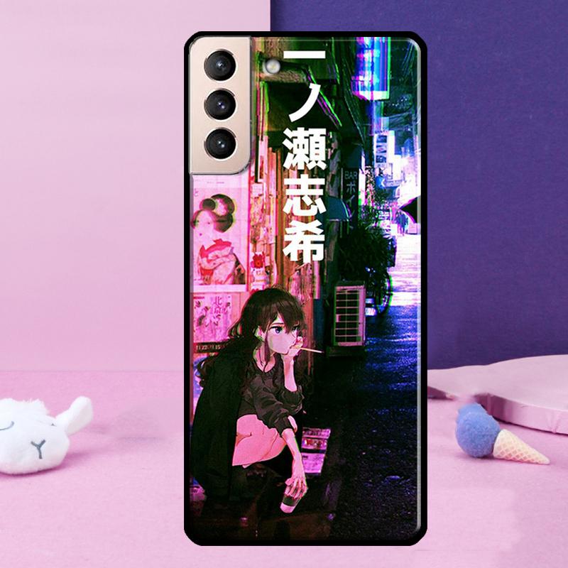 Vaporwave Glitch Anime Phone Case For Samsung Galaxy S25 S24 Ultra S9 S10 S20 S21 S22 Plus S23 FE S24 FE Cover