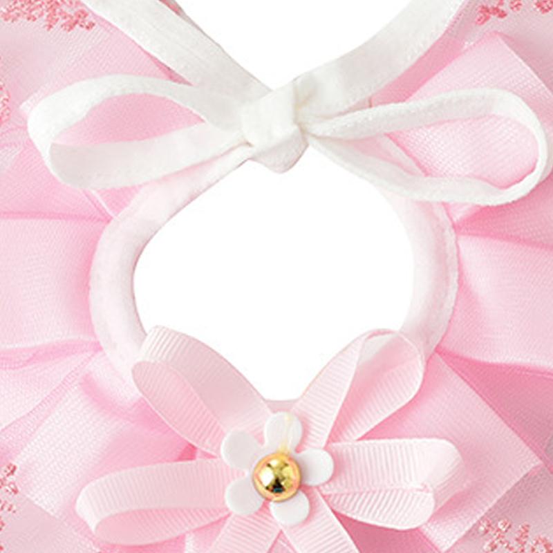 Pet Bib Washable Lace Trim Adjustable Strap Cute Exquisite Pet Scarf for Dog Cat Pink L (32.5cm 12.8in)
