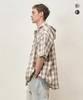 COSTUME O’CLOCK [Detachable Hood] Check Hooded Short Sleeve Shirt 2 Color Coossh195