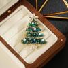 Cute Xmas Tree Lapel Pin Vintage Rhinestone Brooch Daily Christmas Brooch  Women