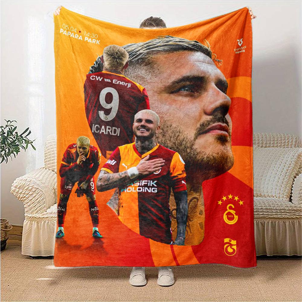 Lion Head Football Club Print Flannel Blanket, Soft Warm Throw Blanket for Sofa Bed Couch Fan Home Decor