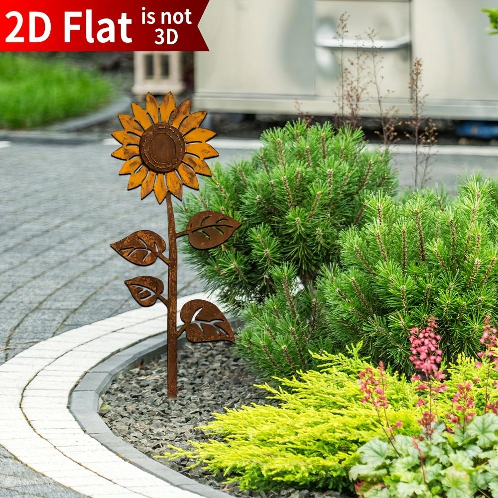 Rustic Metal Sunflower Garden Stake Decorative Outdoor Yard Art Retro Flower Stakes Lawn Ornament Garden Decoration Accessories