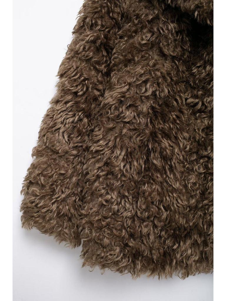 SHEIN Damen Kunstpelz Herbst Midilanger Mantel Jacke