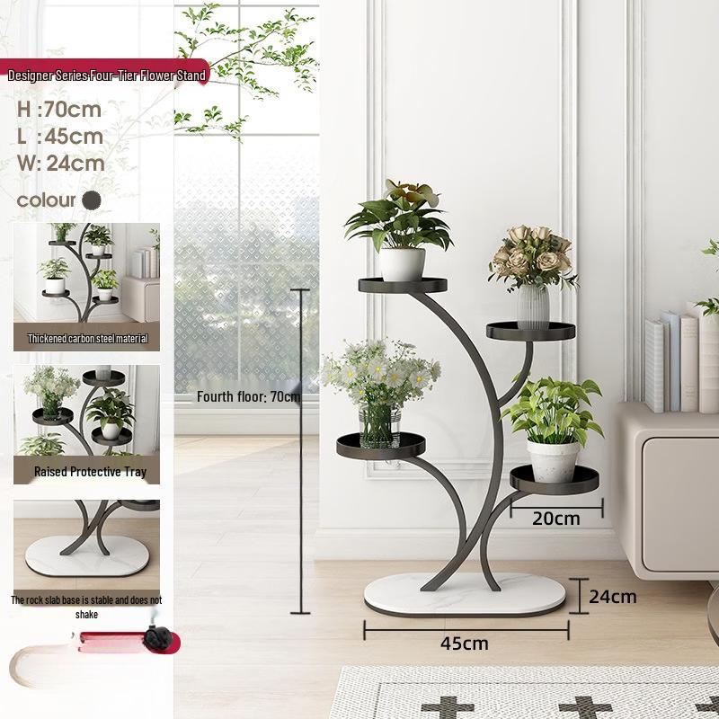 Yuzhuxun HC Matte Black 4-Tier Movable Metal Flower Stand