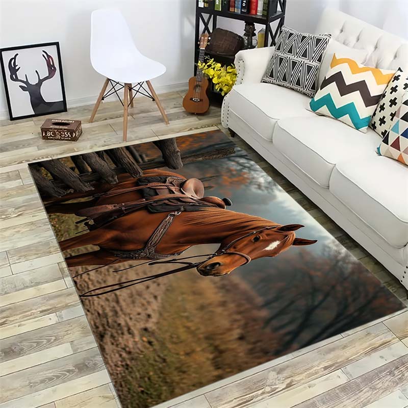 Autumn Orange Cat Area Rug, Lazy Cat Floor Mat
