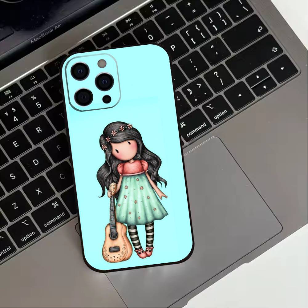 Lovely Santoro G-Gorjuss Series Phone Case For iPhone 17,16,15,14,13,12,11 Plus,Pro Max,XS,Soft Silicone Black Cover