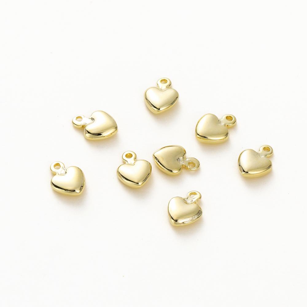 20PCS 14K 18K Gold Color Plated Brass Mini Heart Pendants For Jewelry Making Handmade DIY Earring Charms Findings Components