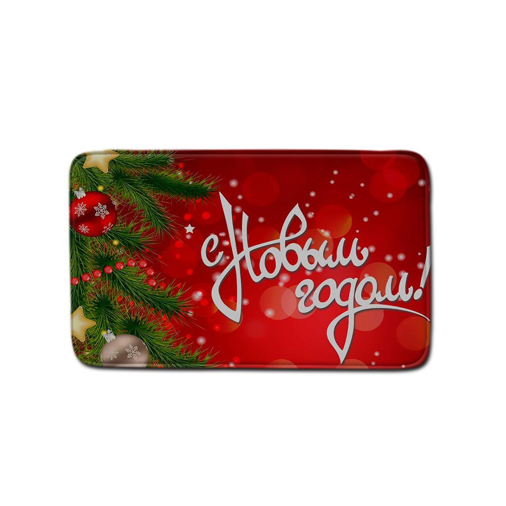 Christmas Bathroom Shower Curtain Toilet Floor Mat Four-Piece Bathroom Non-Slip Door Mat Kitchen Bedroom Absorbent Carpet