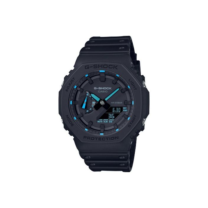 CASIO Men Liquid Crystal/Analog Dual Display Series Watch GA-2100-1A2PR Blue Regular Watch Box