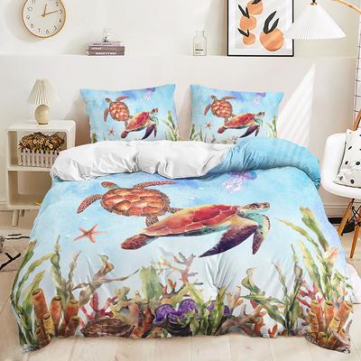 Three-Piece 3D Quilt Cover Marine Turtle Kit Bedding Modern Windbed Cover