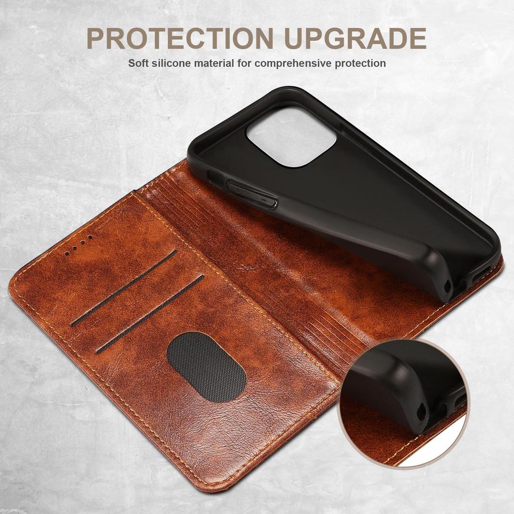 iPhone 16 Pro Max & Samsung S25 Ultra Leather Flip Case with Card Slot and Magnetic Closure