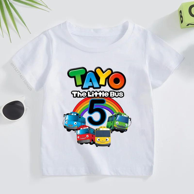 Tayo the Little Bus 19 Digital Truck Print Summer Cute Cotton Comfortable Childrens Short Sleeved Top
