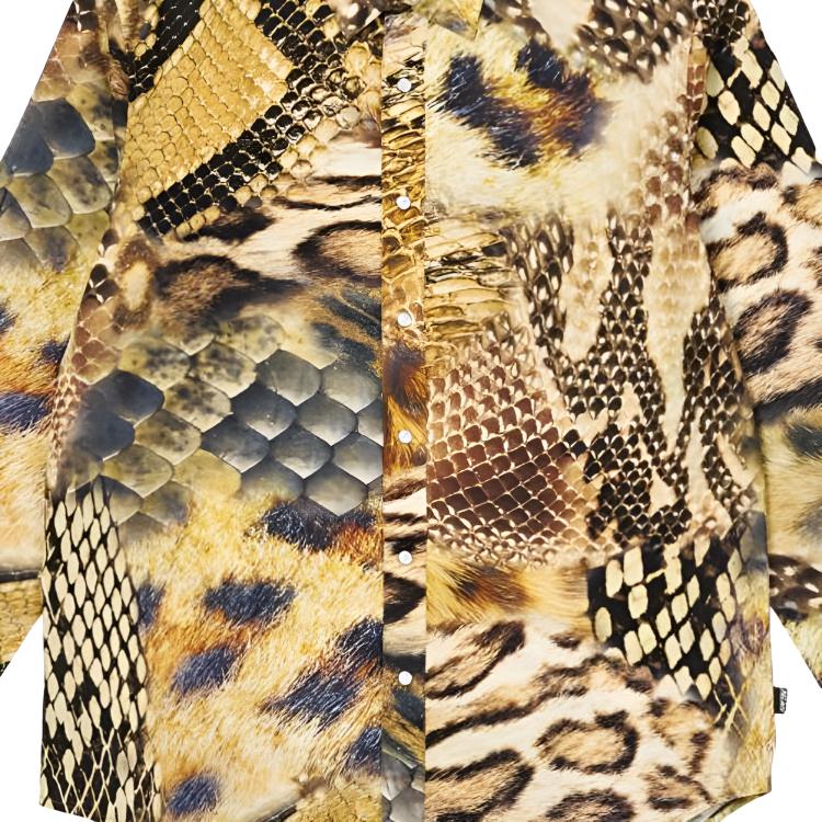 Palace FW23 Animal Print Button-Down Long Sleeve Shirt Unisex Tops Yellow P25SHT008