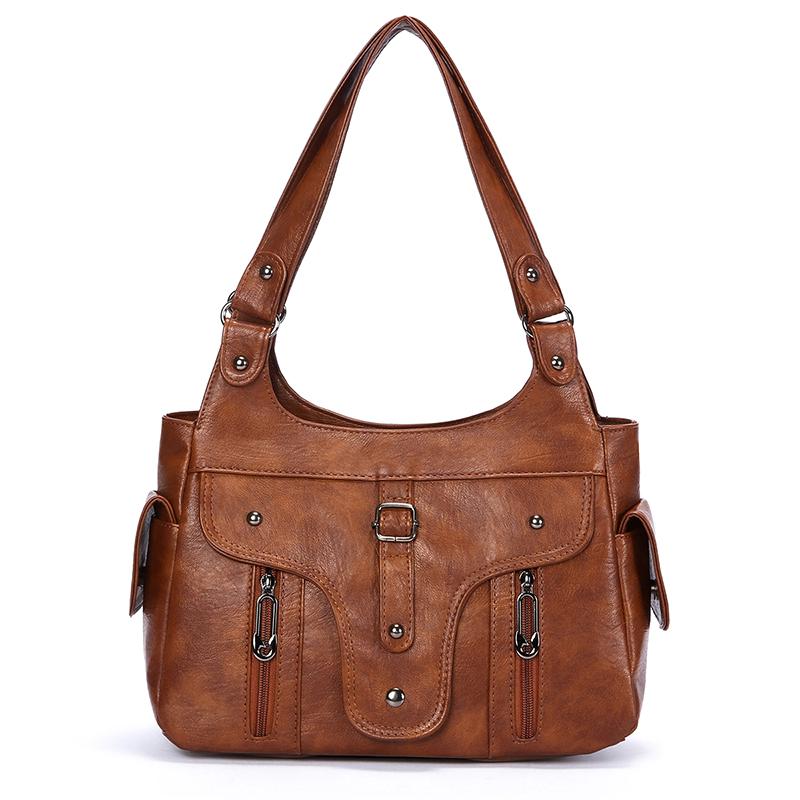 Damska torba Hobo Vintage Miękka skóra PU Torba na ramię Duża pojemność Wielokieszeniowa Codzienna torebka na ramię z regulowanym paskiem Uniwersalna Torba do codziennych dojazdów