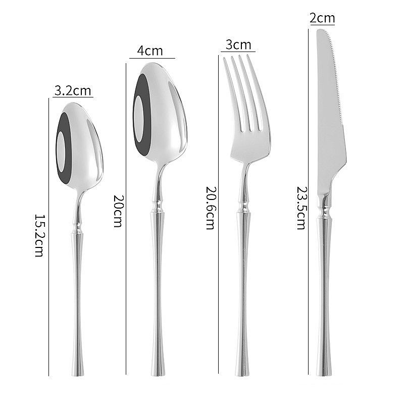 Golden Western Cutlery Set 304 Stainless Steel Mirror Spoon Steak Knife Fork Chopsticks Dinnerware Kitchen Tableware Utensil