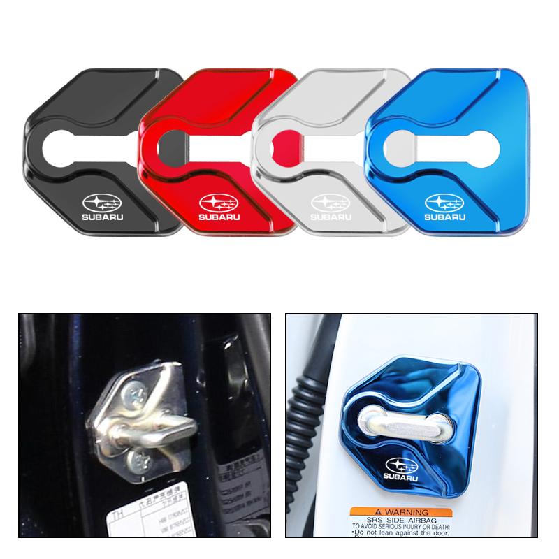 4Pcs Stainless Steel Car Logo Door Lock Protection Cover For Subaru Crosstrek Forester Outback Impreza BRZ WRX Ascent REX Levorg