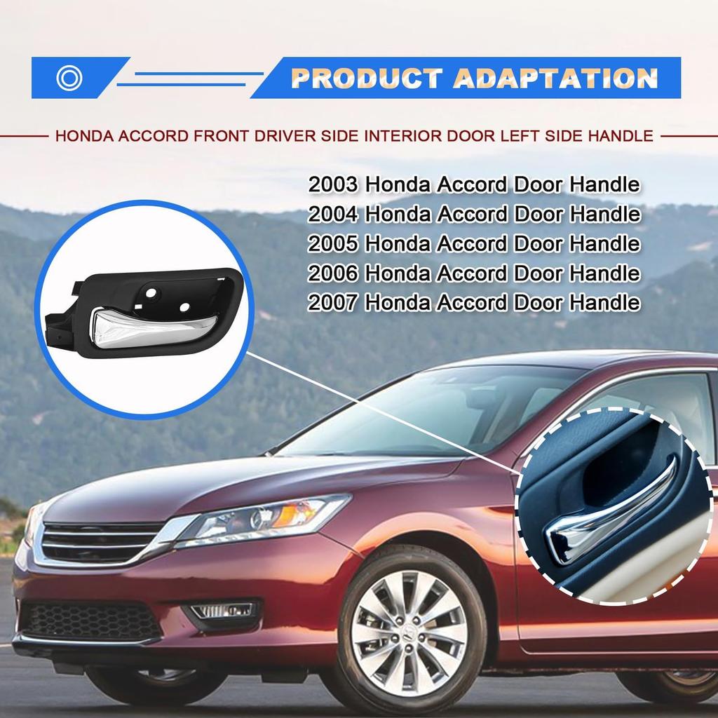 79542 Front Driver Side Interior Door Handle Compatible With 2003 2004 2005 2006 2007 Honda Accord,Black