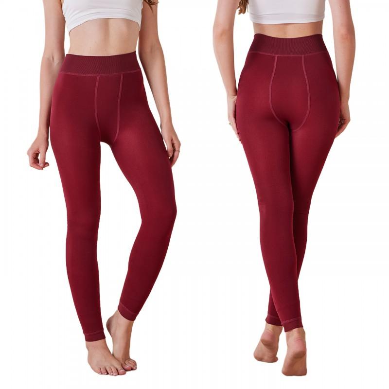 Womens Thick Warm Fleece Lined Leggings With Footed Design High Elasticity Plus Size 100-220lbs Solid Color Full-Length Tight
