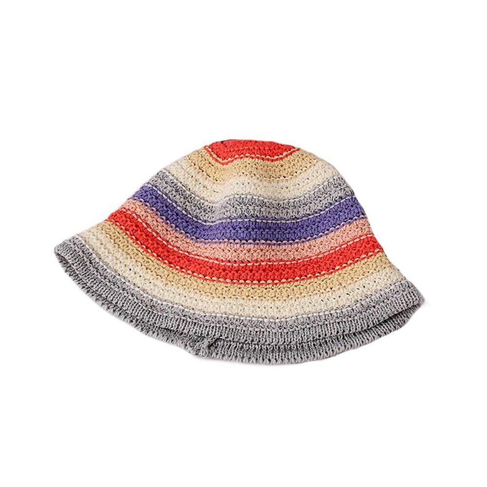 

Hollowed Out Fisherman Hat Rainbow Sunshade Hat Sweet Summer Hat Women s Type F