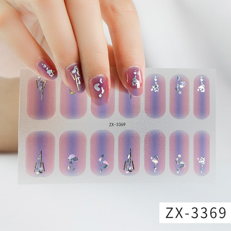ZX 3D Waterproof No-Cure Gel Nail Wraps, Full Cover Japanese & Korean Style Spring & Summer Nail Stickers, Nail Patch Films